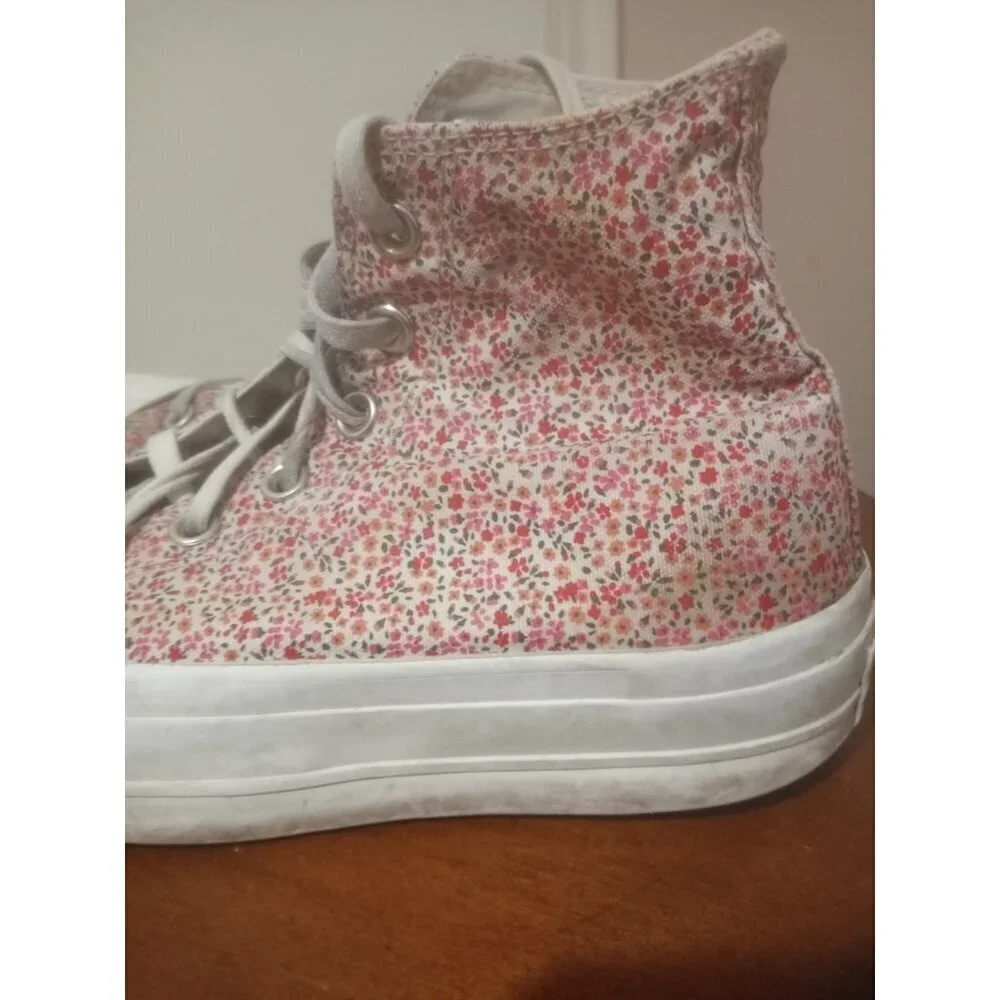 Converse All Star Lift Platform Trainers Womens Size 7 Ditsy Floral Shoes